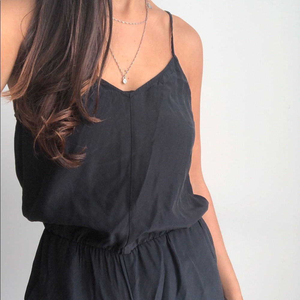 Parker 100% silk edie romper in black S - Picture 4 of 6